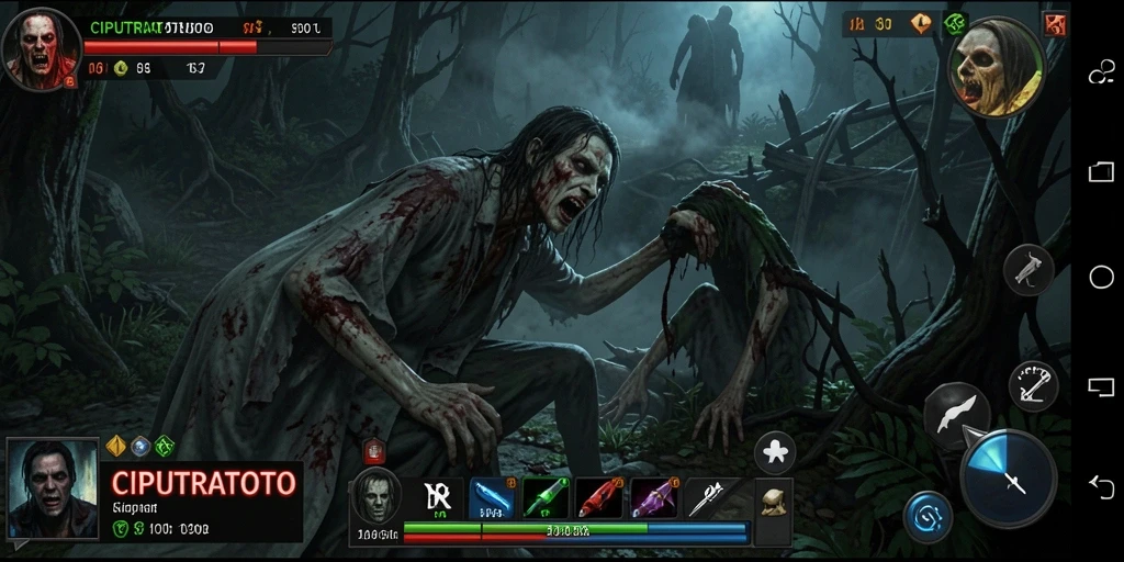 Tampilan menyeramkan dalam gameplay CIPUTRATOTO, menciptakan momen-momen menegangkan.