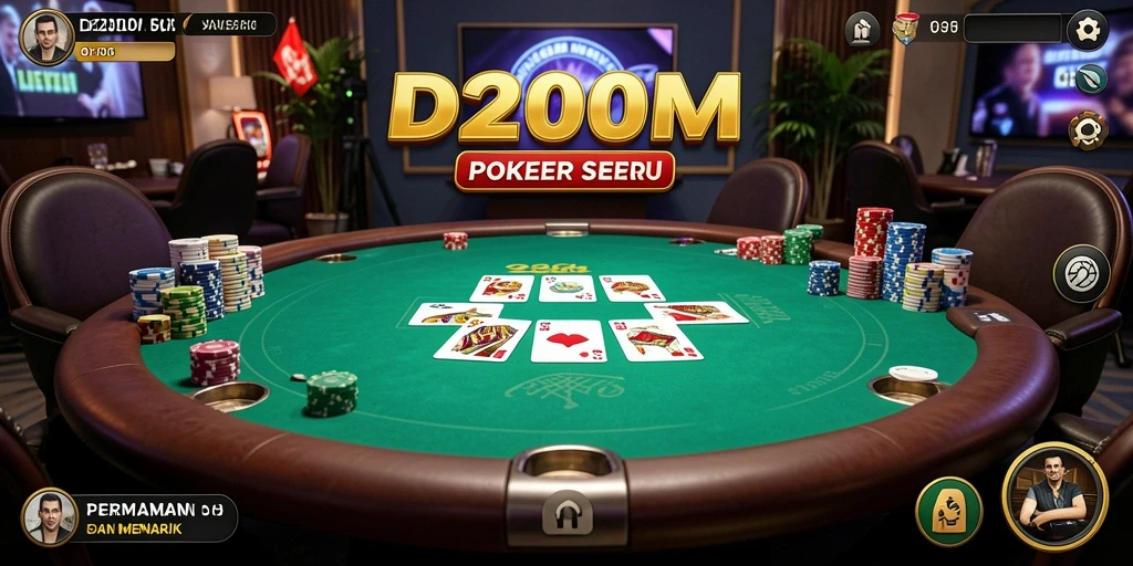 Tampilan menarik dari gameplay D200M yang penuh aksi poker.