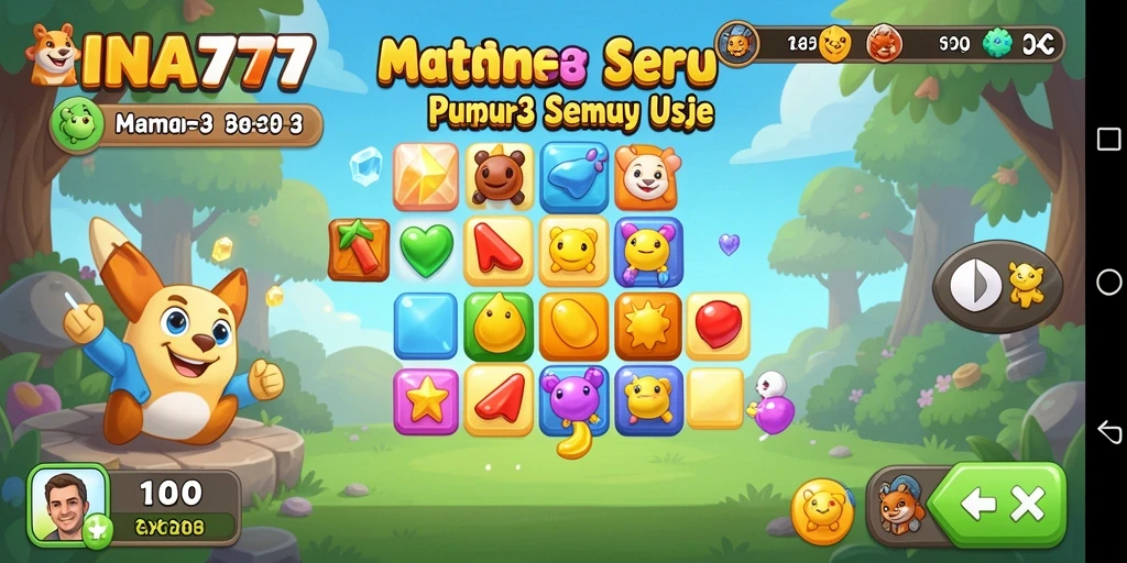 Screenshot gameplay INA777 menampilkan aksi mencocokkan bentuk yang seru.