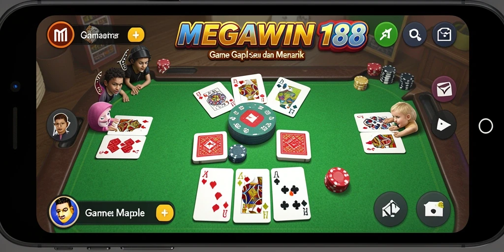 Tampilan gameplay seru MEGAWIN188 saat bermain Gaple.