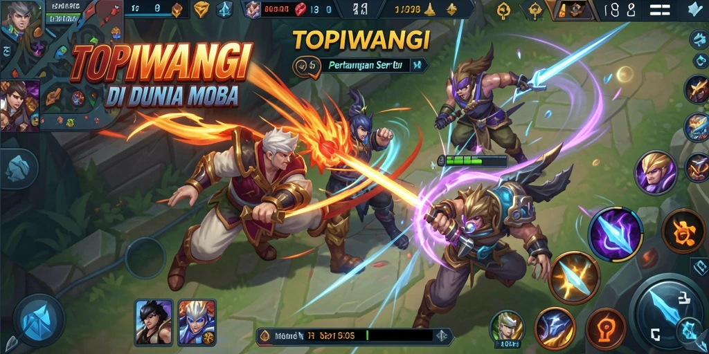 Screenshot gameplay TOPIWANGI yang menampilkan aksi seru di arena pertempuran.