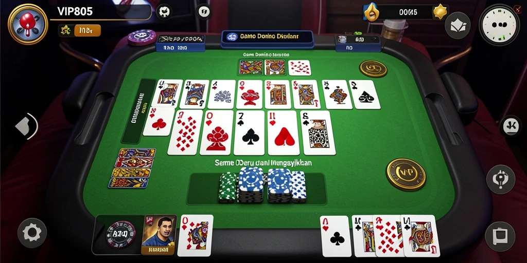 Tampilan gameplay Domino yang menarik dan interaktif di VIP805.